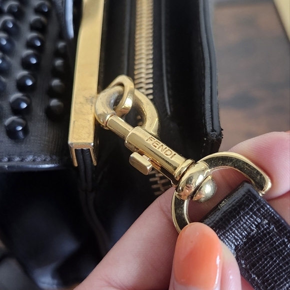 Fendi Black Saffiano Leather Small Studded Monster Demi Jour Shoulder Bag - Picture 8 of 16